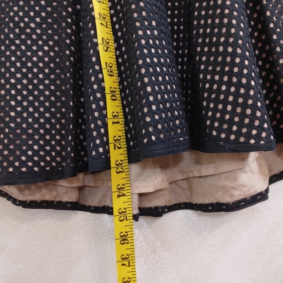 Size 2 BCBGMaxAzria Black and Nude Eyelet Dress Rhinestone Jeweled neckline - Picture 10 of 13